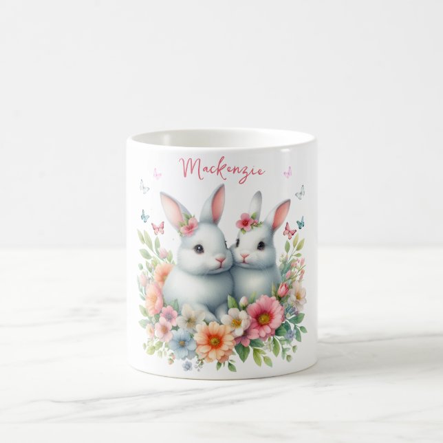 Watercolor Easter Bunny Personalised Coffee Mug (Center)