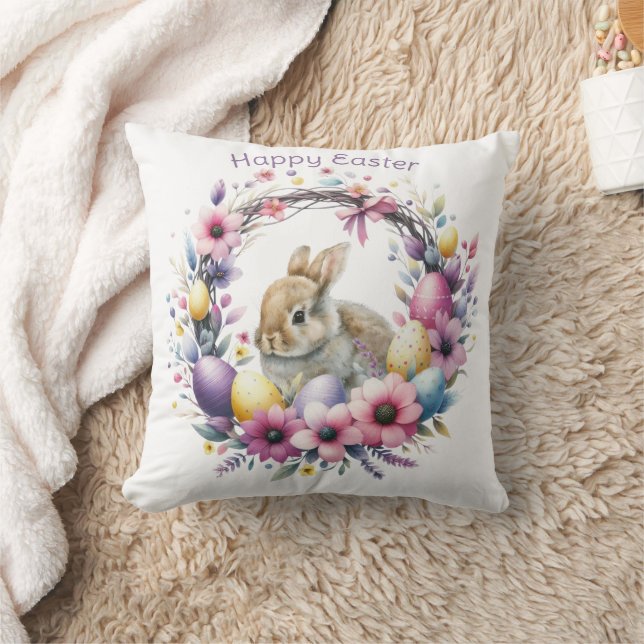 Watercolor Easter Bunny Personalised Cushion (Blanket)