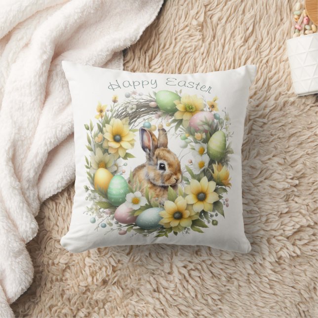 Watercolor Easter Bunny Personalised Cushion (Blanket)