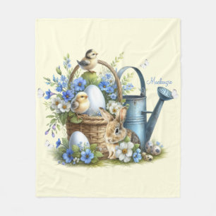 Watercolor Easter Bunny Personalised Fleece Blanket