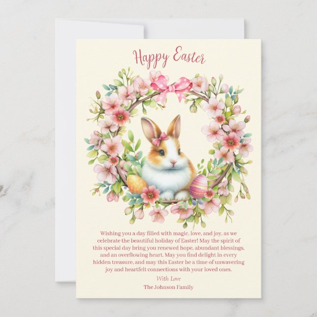 Watercolor Easter Bunny Personalised Holiday Card (Front)