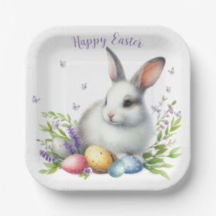 Watercolor Easter Bunny Personalised Paper Plate