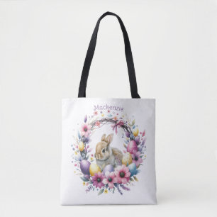 Watercolor Easter Bunny Personalised Tote Bag