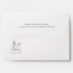 Watercolor Easter Bunny Return Address Envelope