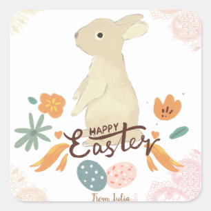 Watercolor Easter bunny Square Sticker