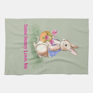 Watercolor Easter Bunny Tea Towel
