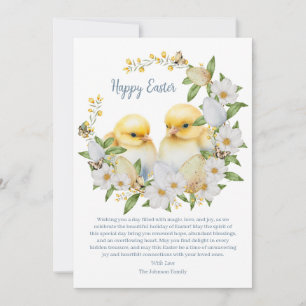 Watercolor Easter Chick Personalised Holiday Card