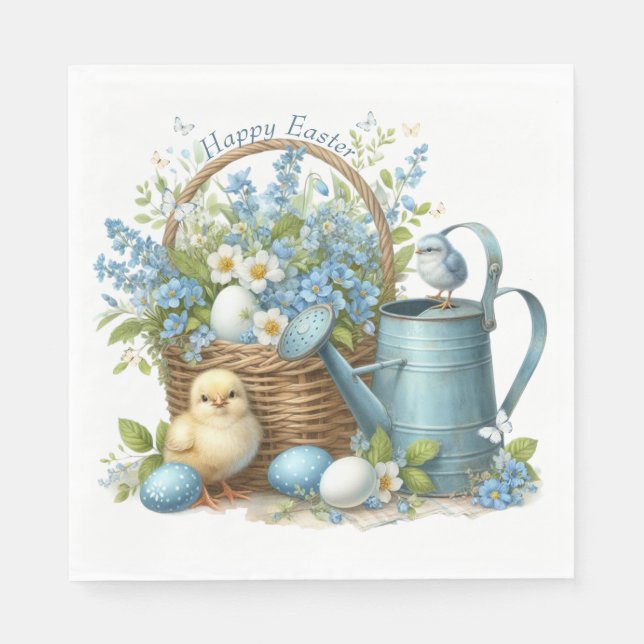 Watercolor Easter Chick Personalised Napkin (Front)