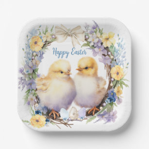 Watercolor Easter Chick Personalised Paper Plate