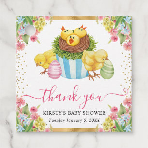 Watercolor Easter Chicks and Cake Baby Shower Favour Tags