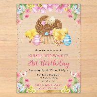 Watercolor Easter Chicks Spring 21st Birthday