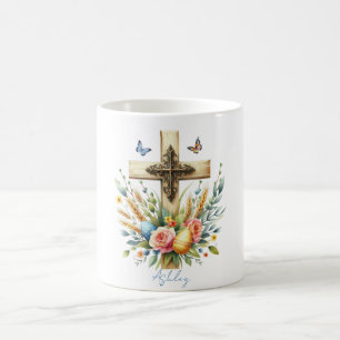 Watercolor Easter Cross Personalised Coffee Mug
