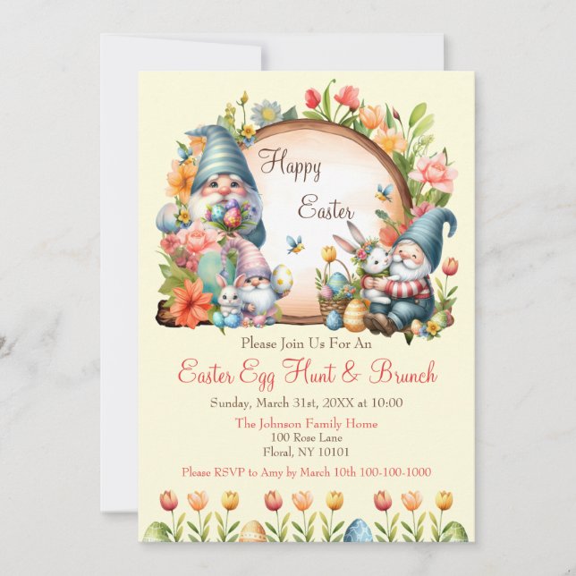 Watercolor Easter Egg Hunt and Brunch Invitation (Front)