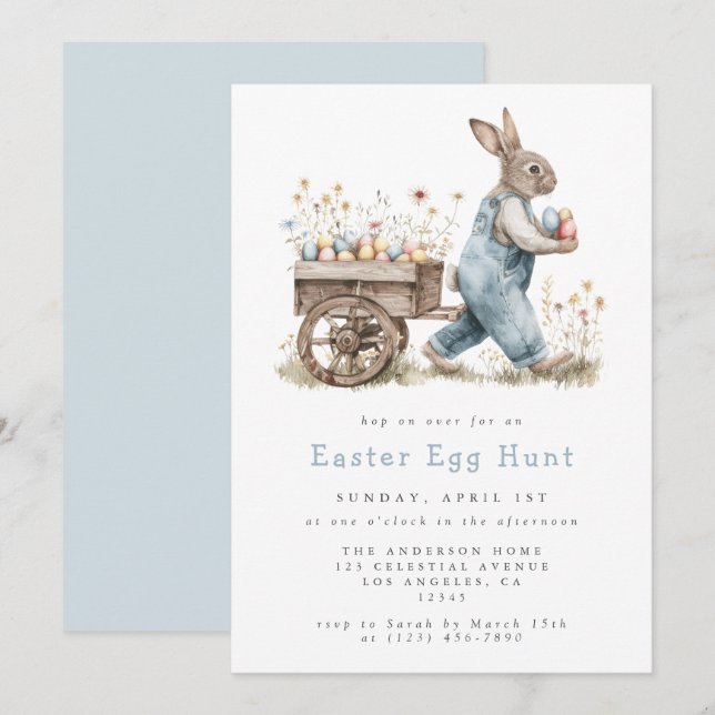 Watercolor Easter Egg Hunt Invitation (Front/Back)