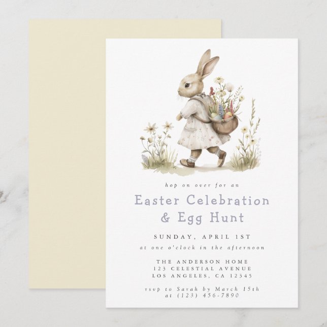 Watercolor Easter Egg Hunt Invitation (Front/Back)
