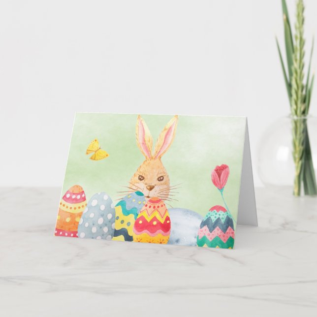 Watercolor Easter Eggs Greeting Card (Front)