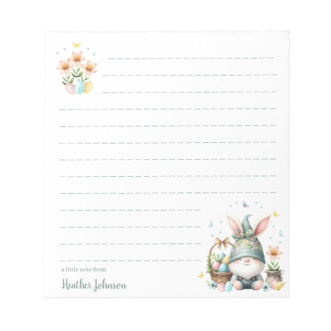 Watercolor Easter Gnome Personalised Notepad (Front)