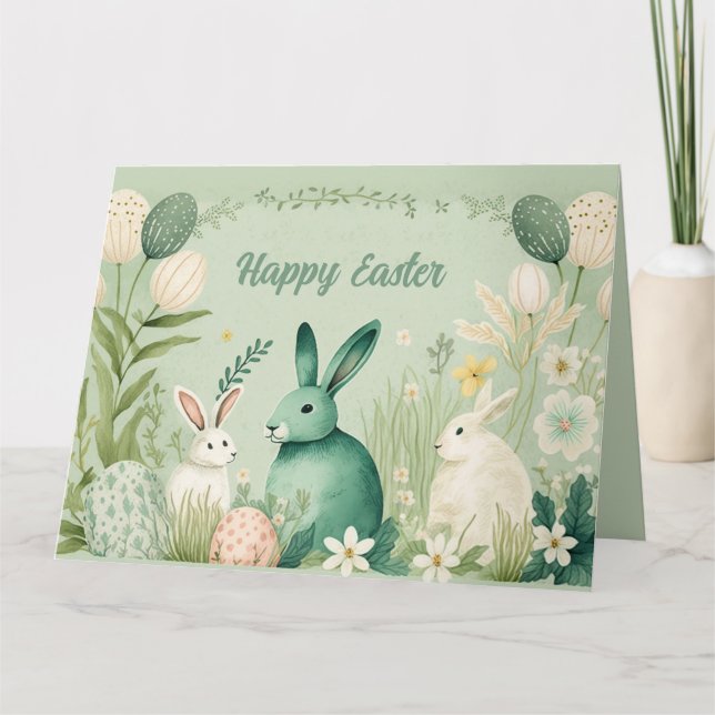 Watercolor Easter illustration card (Front)