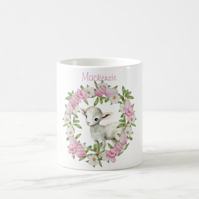Watercolor Easter Lamb Personalised Coffee Mug (Center)