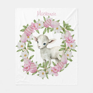 Watercolor Easter Lamb Personalised Fleece Blanket