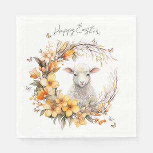 Watercolor Easter Lamb Personalised Napkin