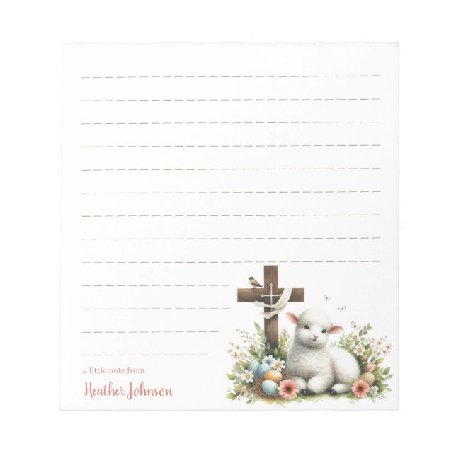 Watercolor Easter Lamb Personalised Notepad (Front)