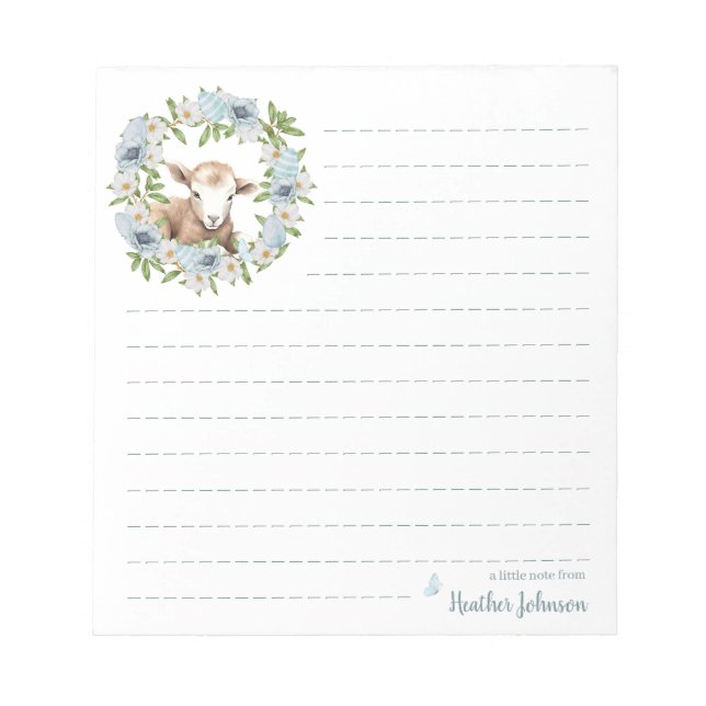 Watercolor Easter Lamb Personalised Notepad (Front)
