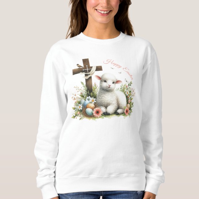 Watercolor Easter Lamb Personalised Sweatshirt (Front)