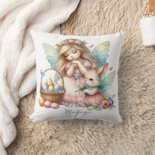 Watercolor Easter Spring Fairy Cushion