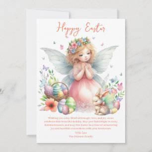 Watercolor Easter Spring Fairy Holiday Card