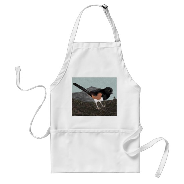 Watercolor Eastern Towhee Apron (Front)