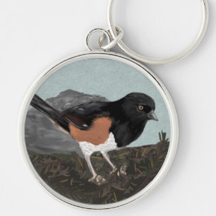 Watercolor Eastern Towhee Keychain
