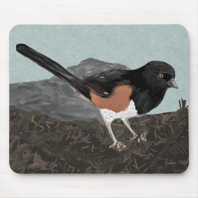 Watercolor Eastern Towhee Mousepad (Front)