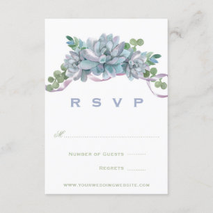 Watercolor Echeveria with Purple Ribbon RSVP