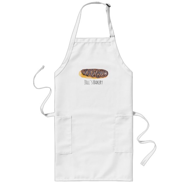 Watercolor Eclairs Doughnuts Fun Hand Painted  Long Apron (Front)