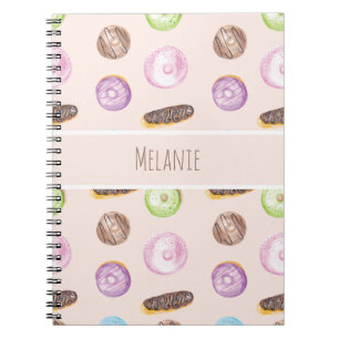 Watercolor Eclairs Doughnuts Fun Whimiscal Sweet Notebook