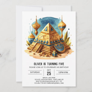 Watercolor Editable Egyptian Pyramids Birthday Invitation
