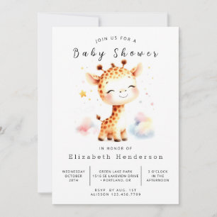 Watercolor Editable Giraffe Baby Shower Invitation