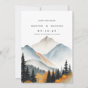 Watercolor Editable Mountain Save The Date