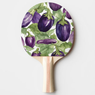 Watercolor Eggplant Garden Botanical Pattern Ping Pong Paddle