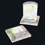 Watercolor Eifel Tower Paris French Cafe Stone Coaster<br><div class="desc">Watercolor Eifel Tower Paris French Cafe Coasters features a watercolor french cafe seating area with Paris and the Eifel Tower in the background. Created by Evco Studio www.zazzle.com/store/evcostudio</div>