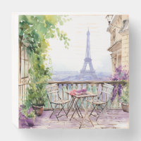 Watercolor Eifel Tower Paris French Cafe
