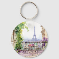 Watercolor Eiffel Tower Paris French Cafe