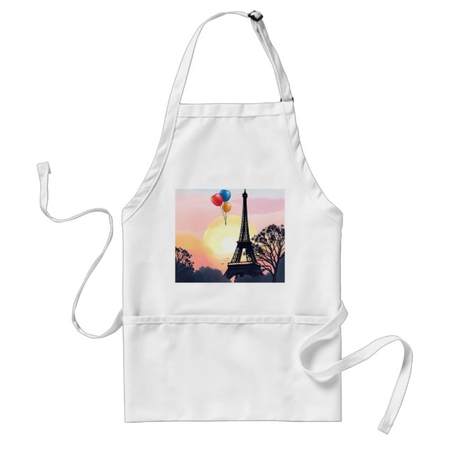Watercolor Eiffel Tower with Balloons Standard Apron (Front)