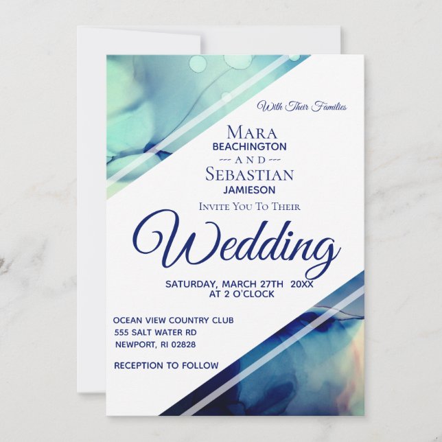 *~* Watercolor Elegant Abstract AR17  Wedding Invitation (Front)