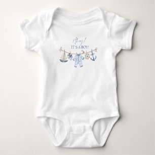 Watercolor Elegant Ahoy it is a Boy Baby Shower Bodysuit
