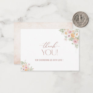 Watercolor Elegant Baby in Bloom Baby Shower Thank Card