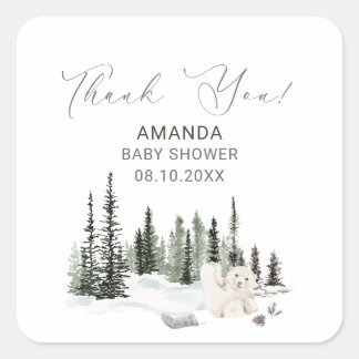 Watercolor Elegant Baby it is cold outside Baby S Square Sticker