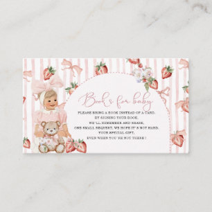 Watercolor elegant  baby shower  strawberry daisy  enclosure card