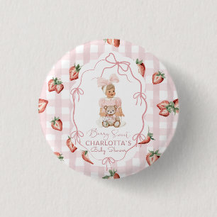 Watercolor  elegant Berry Sweet girl strawberry bi 3 Cm Round Badge